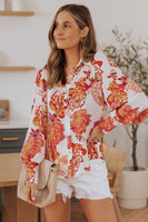 Printed Bishop Sleeve Collared Shirt