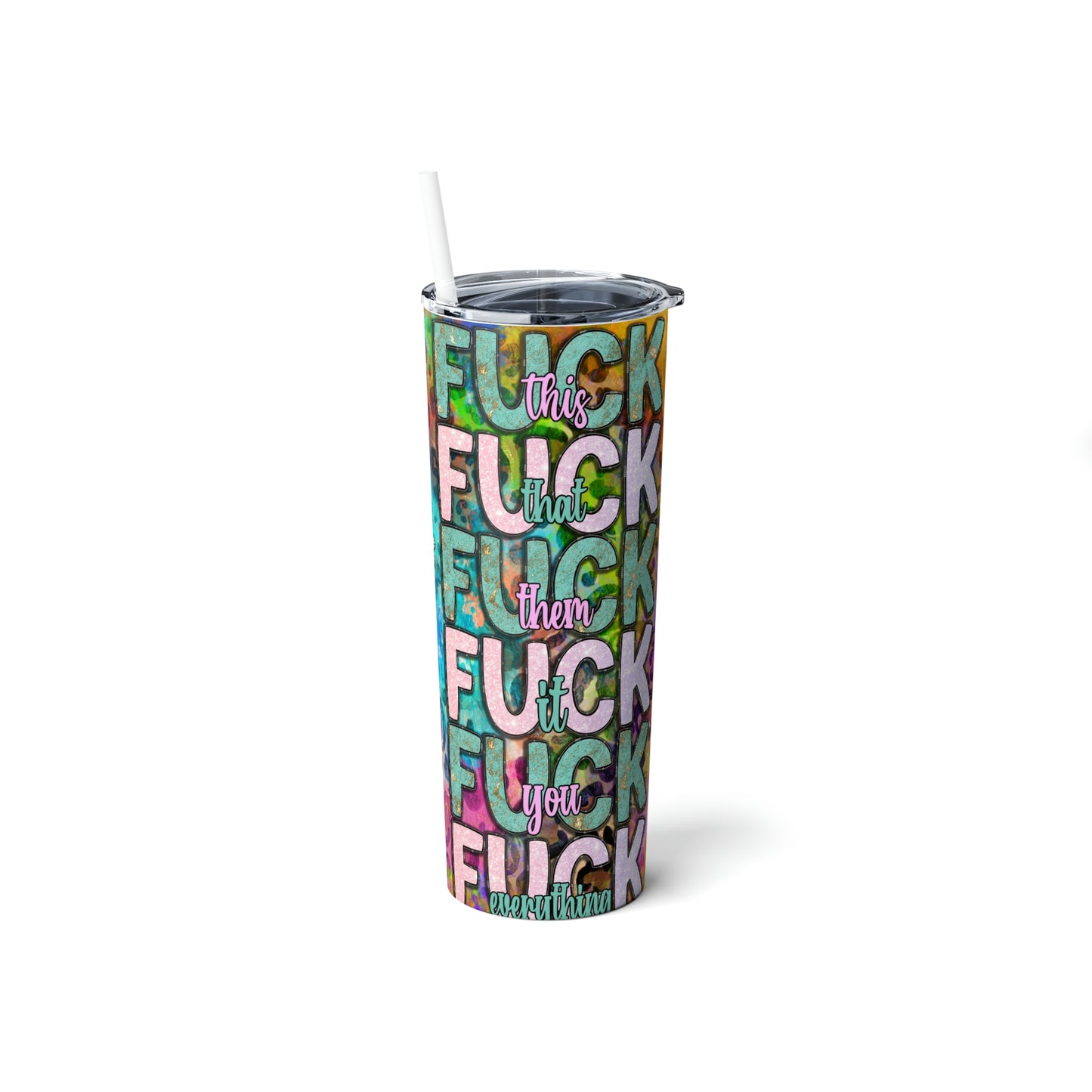 F Everything Skinny Steel Tumbler with Straw, 20oz