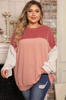 Plus Size Color Block Long Sleeve Top