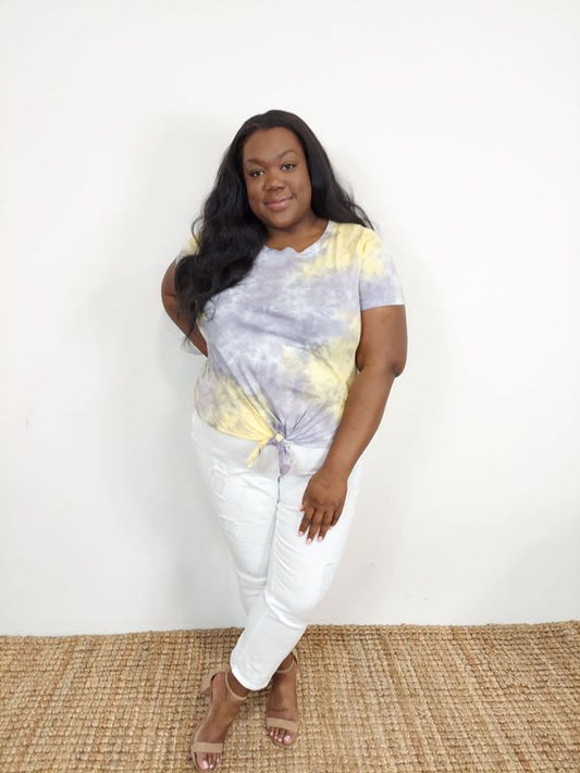PLUS SIZE Leah Tiedye Tie Front Tee